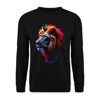 Lion Lover Wildlife Safari Art Lion Colorful - Unisex Sweatshirt - black - Front - Alina (178cm) & Michal (187cm)