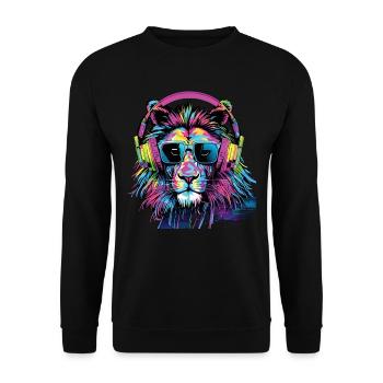 Lion Lover Faune Safari Art Lion Coloré - Sweat-shirt Unisexe - noir - Devant - Alina (178cm) & Michal (187cm)