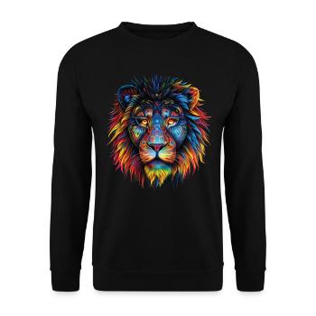 Lion Lover Faune Safari Art Lion Coloré - Sweat-shirt Unisexe - noir - Devant - Alina (178cm) & Michal (187cm)