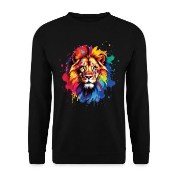 Lion Lover Wildlife Safari Art Lion Colorful - Unisex Sweatshirt - black - Front - Alina (178cm) & Michal (187cm)