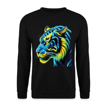Lustiges Tiger Kunst Tier Natur Wildtier Tiere Zoo - Unisex Pullover - Schwarz - Vorne - Alina (178cm) & Michal (187cm)