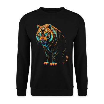 Lustiges Tiger Kunst Tier Natur Wildtier Tiere Zoo - Unisex Pullover - Schwarz - Vorne - Alina (178cm) & Michal (187cm)