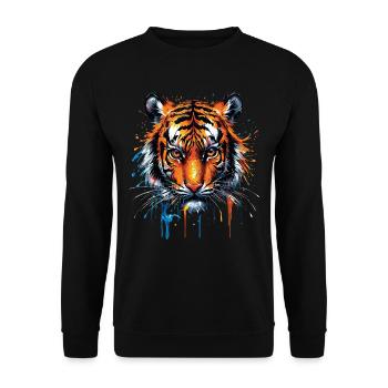 Lustiges Tiger Kunst Tier Natur Wildtier Tiere Zoo - Unisex Pullover - Schwarz - Vorne - Alina (178cm) & Michal (187cm)