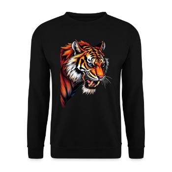 Lustiges Tiger Kunst Tier Natur Wildtier Tiere Zoo - Unisex Pullover - Schwarz - Vorne - Alina (178cm) & Michal (187cm)