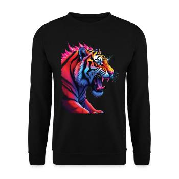 Drôle Tigre Art Animal Nature Faune Animaux Zoo - Sweat-shirt Unisexe - noir - Devant - Alina (178cm) & Michal (187cm)
