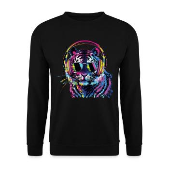 Lustiges Tiger Kunst Tier Natur Wildtier Tiere Zoo - Unisex Pullover - Schwarz - Vorne - Alina (178cm) & Michal (187cm)