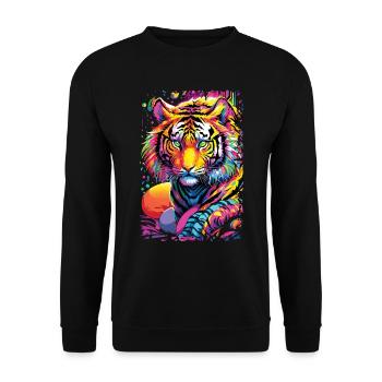 Lustiges Tiger Kunst Tier Natur Wildtier Tiere Zoo - Unisex Pullover - Schwarz - Vorne - Alina (178cm) & Michal (187cm)