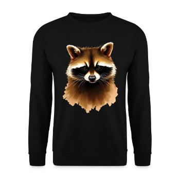 Raccoon Motif Animal Lover Art Artwork - Unisex Sweatshirt - black - Front - Alina (178cm) & Michal (187cm)