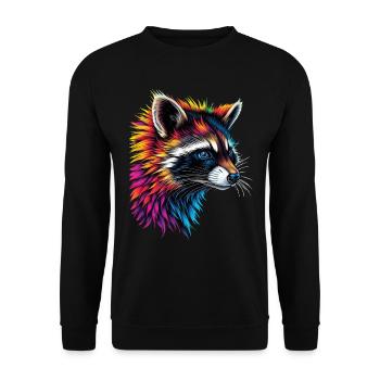 Raccoon Motif Animal Lover Art Artwork - Unisex Sweatshirt - black - Front - Alina (178cm) & Michal (187cm)