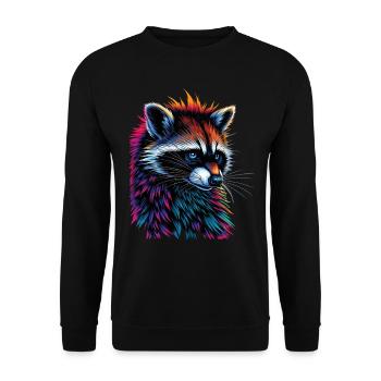 Raccoon Motif Animal Lover Art Artwork - Unisex Sweatshirt - black - Front - Alina (178cm) & Michal (187cm)