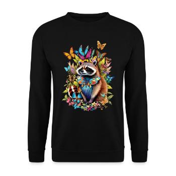 Raccoon Motif Animal Lover Art Artwork - Unisex Sweatshirt - black - Front - Alina (178cm) & Michal (187cm)