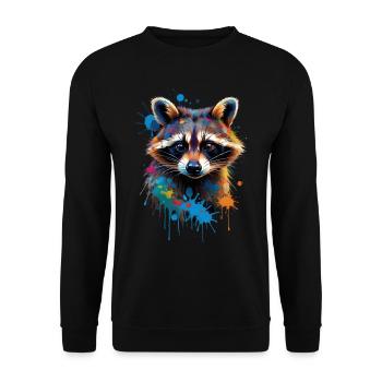Raccoon Motif Animal Lover Art Artwork - Unisex Sweatshirt - black - Front - Alina (178cm) & Michal (187cm)
