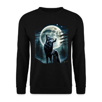 Wolf Liebhaber Wildtier Kunst Wolf Bunt Tier - Unisex Pullover - Schwarz - Vorne - Alina (178cm) & Michal (187cm)