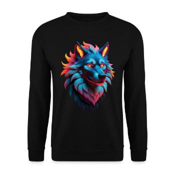 Wolf Lover Wild Animal Art Wolf Colorful Animal - Unisex Sweatshirt - black - Front - Alina (178cm) & Michal (187cm)