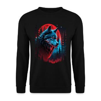 Wolf Liebhaber Wildtier Kunst Wolf Bunt Tier - Unisex Pullover - Schwarz - Vorne - Alina (178cm) & Michal (187cm)