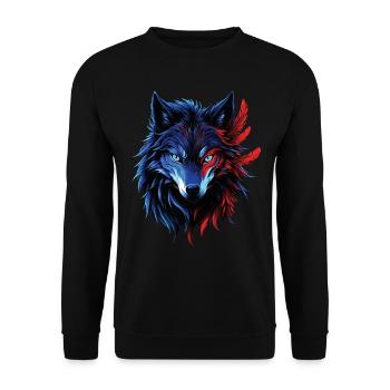 Wolf Liebhaber Wildtier Kunst Wolf Bunt Tier - Unisex Pullover - Schwarz - Vorne - Alina (178cm) & Michal (187cm)