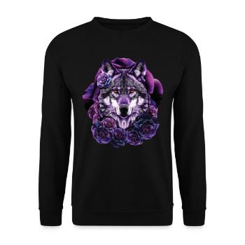 Wolf Liebhaber Wildtier Kunst Wolf Bunt Tier - Unisex Pullover - Schwarz - Vorne - Alina (178cm) & Michal (187cm)
