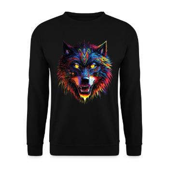 Wolf Lover Wild Animal Art Wolf Colorful Animal - Unisex Sweatshirt - black - Front - Alina (178cm) & Michal (187cm)