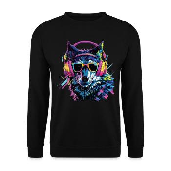 Wolf Lover Wild Animal Art Wolf Colorful Animal - Unisex Sweatshirt - black - Front - Alina (178cm) & Michal (187cm)