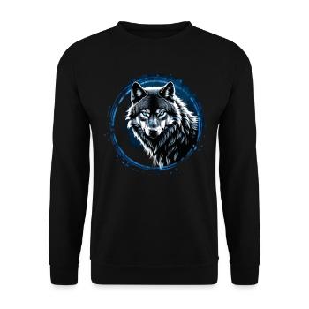 Wolf Liebhaber Wildtier Kunst Wolf Bunt Tier - Unisex Pullover - Schwarz - Vorne - Alina (178cm) & Michal (187cm)