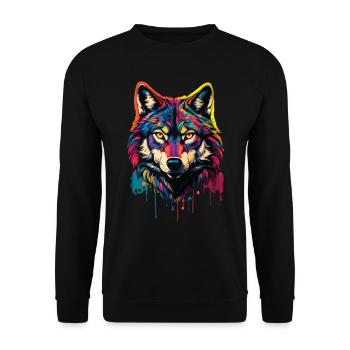 Wolf Lover Wild Animal Art Wolf Colorful Animal - Unisex Sweatshirt - black - Front - Alina (178cm) & Michal (187cm)