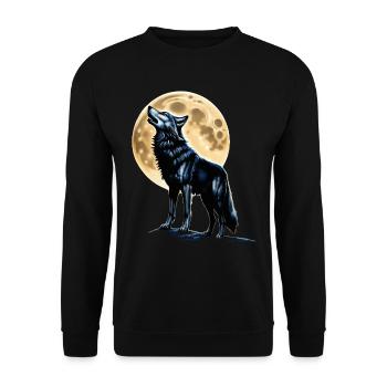 Wolf Liebhaber Wildtier Kunst Wolf Bunt Tier - Unisex Pullover - Schwarz - Vorne - Alina (178cm) & Michal (187cm)
