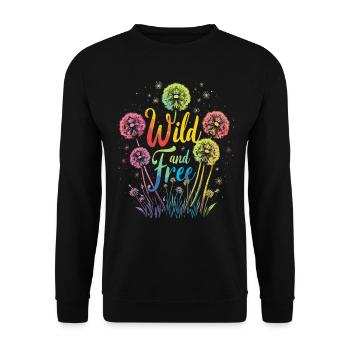 Dandelion Dandelion Lover Floral Floral - Sweat-shirt Unisexe - noir - Devant - Alina (178cm) & Michal (187cm)