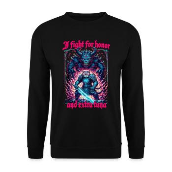 Middle Ages Cat Tuna Artwork Honor - Unisex Sweatshirt - black - Front - Alina (178cm) & Michal (187cm)