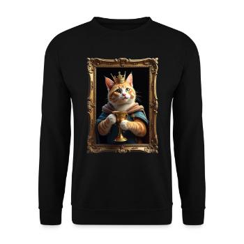 Medieval Cat in Picture Frame Art Crown - Unisex Sweatshirt - black - Front - Alina (178cm) & Michal (187cm)
