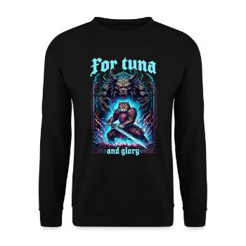 Medieval Cat Tuna Artwork Glory Glory - Unisex Sweatshirt - black - Front - Alina (178cm) & Michal (187cm)