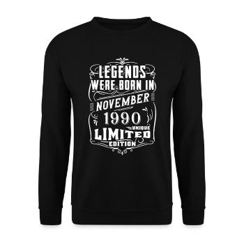 Anniversaire Novembre 1990 Edition Limitée Légende - Sweat-shirt Unisexe - noir - Devant - Alina (178cm) & Michal (187cm)