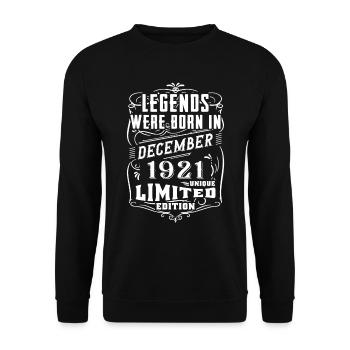 Geburtstag Dezember 1921 Limited Edition Legend - Unisex Pullover - Schwarz - Vorne - Alina (178cm) & Michal (187cm)
