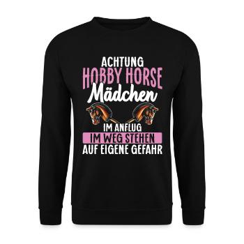 Hobby Horsing Hobby Horse Horse Horse Riding - Unisex Sweatshirt - black - Front - Alina (178cm) & Michal (187cm)