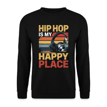Music My Happy Place Music Lover DJ Headphones - Unisex Sweatshirt - black - Front - Alina (178cm) & Michal (187cm)