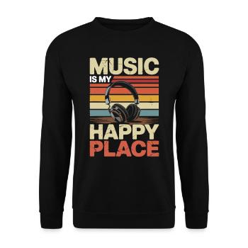 Music My Happy Place Music Lover DJ Headphones - Unisex Sweatshirt - black - Front - Alina (178cm) & Michal (187cm)