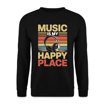 Music My Happy Place Music Lover DJ Headphones - Unisex Sweatshirt - black - Front - Alina (178cm) & Michal (187cm)