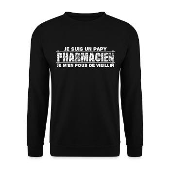 Je Suis Un Papy Pharmacien cadeau pour mon papy - Sweat-shirt Unisexe - noir - Devant - Alina (178cm) & Michal (187cm)