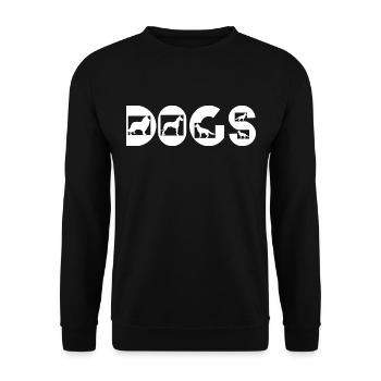 Funny Dogs in Letters lustige Hunde in Buchstaben - Unisex Pullover - Schwarz - Vorne - Alina (178cm) & Michal (187cm)