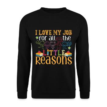J’aime mon travail pour toutes les petites raisons | Enseignant - Sweat-shirt Unisexe - noir - Devant - Alina (178cm) & Michal (187cm)