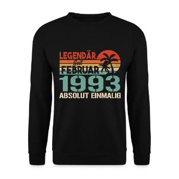 Cadeau d'anniversaire - né en février 1993 - Sweat-shirt Unisexe - noir - Devant - Alina (178cm) & Michal (187cm)