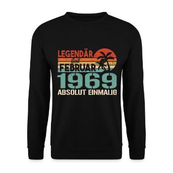 Birthday Gift - Vintage February 1969 - Unisex Sweatshirt - black - Front - Alina (178cm) & Michal (187cm)