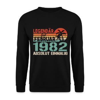 Birthday Gift - Vintage February 1982 - Unisex Sweatshirt - black - Front - Alina (178cm) & Michal (187cm)