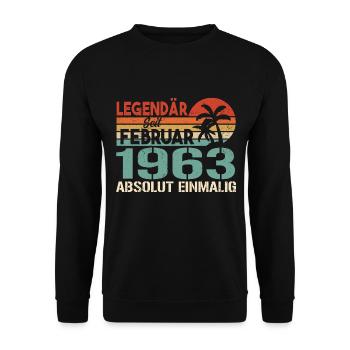 Cadeau d’anniversaire - Vintage février 1963 - Sweat-shirt Unisexe - noir - Devant - Alina (178cm) & Michal (187cm)