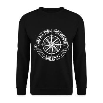 Wandern - nicht alle, die wandern, sind verloren! - Unisex Pullover - Schwarz - Vorne - Alina (178cm) & Michal (187cm)