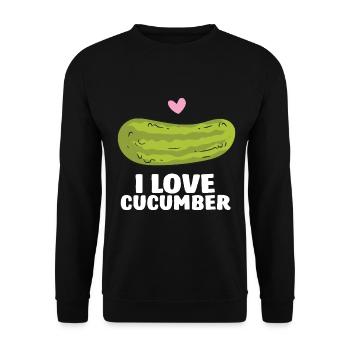 Gurke - i love cucumber - Unisex Pullover - Schwarz - Vorne - Alina (178cm) & Michal (187cm)