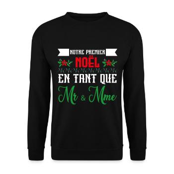 Notre premier Noël en tant que Mr. et Mme - Sweat-shirt Unisexe - noir - Devant - Alina (178cm) & Michal (187cm)