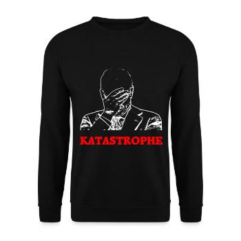 Katastrophe lustiger Spruch T-Shirt - Unisex Pullover - Schwarz - Vorne - Alina (178cm) & Michal (187cm)