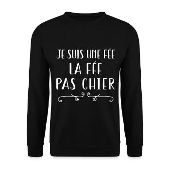 Fait Pas Chier Humour Femme Cadeau Copine - Sweat-shirt Unisexe - noir - Devant - Alina (178cm) & Michal (187cm)