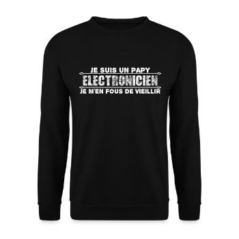 je suis un papy électronicien cadeau pour mon papy - Sweat-shirt Unisexe - noir - Devant - Alina (178cm) & Michal (187cm)