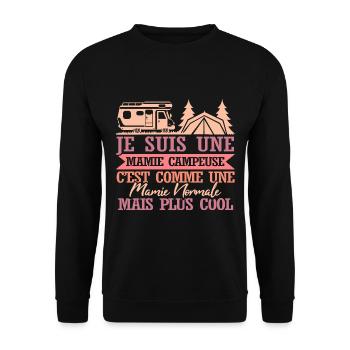 Mamie Campeuse Camping-Car Femme - Sweat-shirt Unisexe - noir - Devant - Alina (178cm) & Michal (187cm)